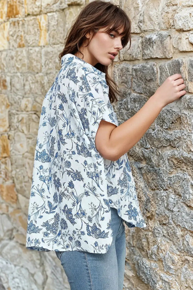 The Azure Blossom Blouse